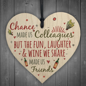 Red Ocean Colleagues Fun, Laughter  Wine Novelty Wooden Hanging Heart Leaving Gift Plaque Novelty Joke Sign