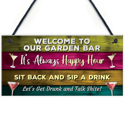 Red Ocean Colourful Welcome Garden Sign Home Bar Garden Signs And ...