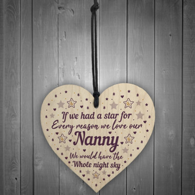 Red Ocean Cute Nanny Heart Wooden Plaque Mothers Day Gift Nanny Birthday Gift Grandparent Gifts Keepsake