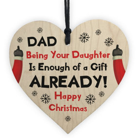 Red Ocean Dad Christmas Gift From Daughter Novelty Wood Heart Funny Gift For Dad Daddy