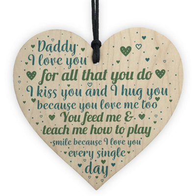 Red Ocean Dad Daddy To Be Gifts Wooden Heart Birthday Christmas Gifts ...