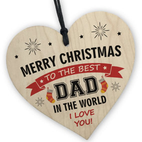Red Ocean Dad Gift From Daughter Son Wooden Hanging Christmas Heart Handmade Keepsake Novelty Gift For Dad Present From Children