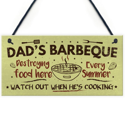 Red Ocean Dad's Barbeque Garden Shed Sign SummerHouse Hanging Plaque