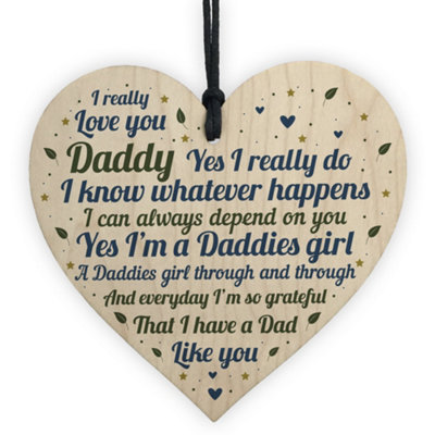 Red Ocean Daddies Girl Gift Wooden Heart Birthday FATHERS DAY