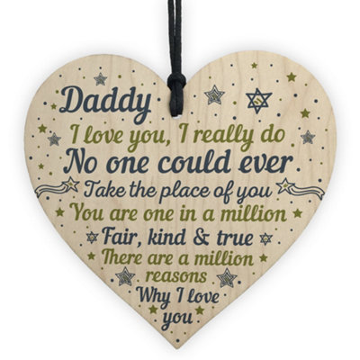 Red Ocean Daddy Daughter Gifts Fathers Day Gift Wooden Heart Dad ...