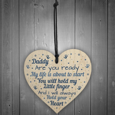 Red Ocean Daddy To Be Gifts Fathers Day Gifts Valentines Gift For Daddy To Be New Baby Gifts Wooden Heart Plaque