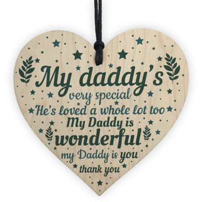 Red Ocean Daddy Wooden Heart Fathers Day New Daddy Dad To Be Gift Baby ...