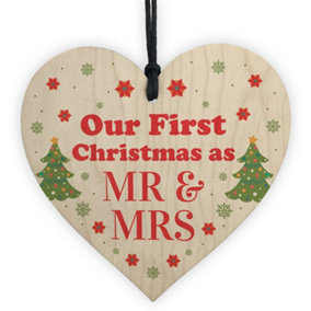 Red Ocean First Christmas As Mr  Mrs Bauble Hanging Tree Decoration Novelty Gift For Husband Wife