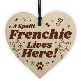 Red Ocean Frenchie Lives Here Funny French Bull Dog Hanging Sign Dog Lover Christmas Gifts