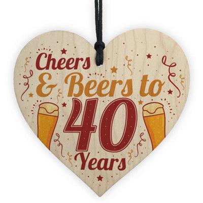Red Ocean Funny 40th Birthday Decorations Gift For Him Her Wooden