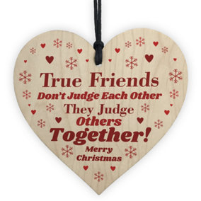 Red Ocean Funny Best Friend Friendship Gift For Christmas Wooden Hanging Heart Ornament Heart Sign Keepsake Gift