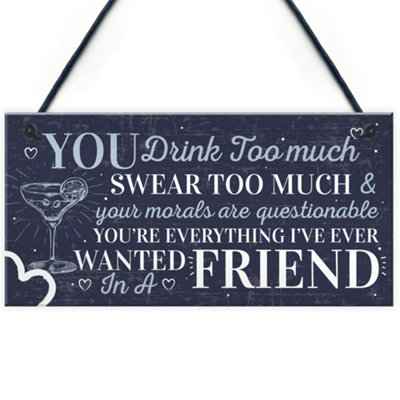 Red Ocean Funny Best Friend Friendship Sign Drink Too Much Gin Vodka ...