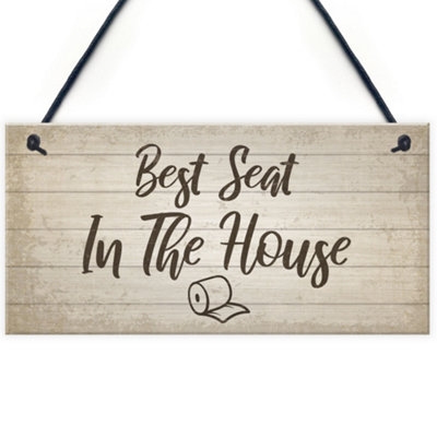 Red Ocean Funny Best Seat In The House Toilet Bathroom Loo Sign Hanging ...