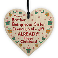 Red Ocean Funny Brother Gift From Sister Novelty Christmas Gift For Brother Him Wood Heart