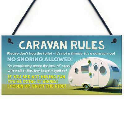 Red Ocean Funny Caravan Rules Sign Novelty Caravan Decor Accessories