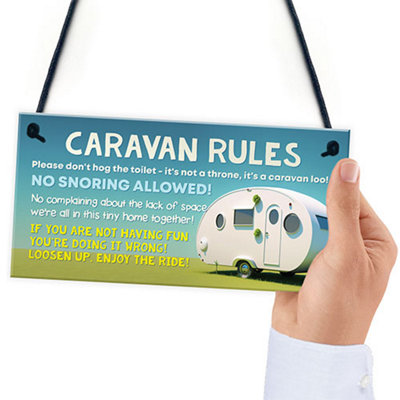 Red Ocean 'Time Camping' Funny Caravan Campervan Hanging Plaque - Wooden Door Sign, Made In UK