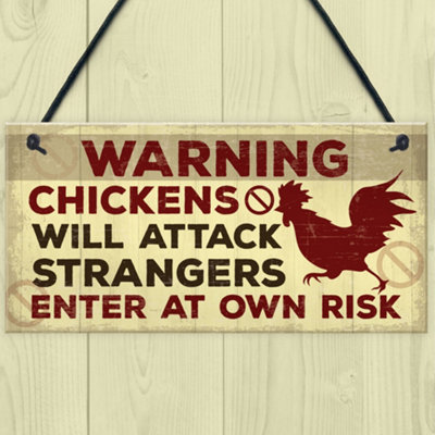 Red Ocean Funny Chicken Hen Plaque Novelty Warning Hanging Sign For ...