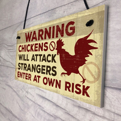 Red Ocean Funny Chicken Hen Plaque Novelty Warning Hanging Sign For ...