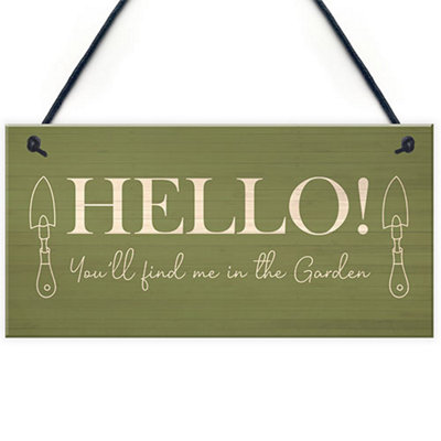 Red Ocean Funny Door Sign Find Me In The Garden Wall Plaque Garden