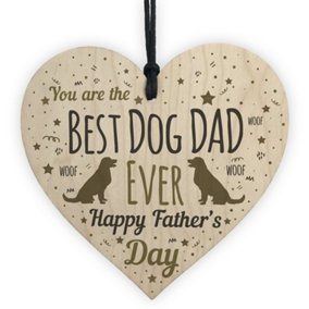 Red Ocean Funny Father's Day Gift Card Wooden Heart Best Dog Dad Gifts Humour Dog Gifts Keepsake