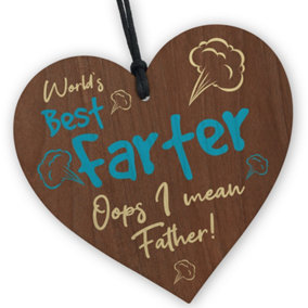 Red Ocean Funny Fathers Day Sign From Daughter Son Wood Heart Novelty Gift For Dad