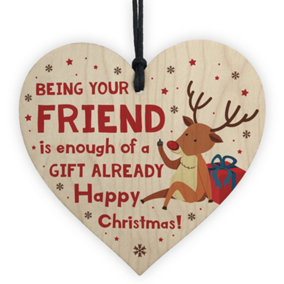 Red Ocean Funny Friendship Christmas Gift Joke Present Novelty Hanging Wooden Heart Gift For Best Friend