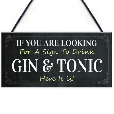 Red Ocean Funny Gin And Tonic Bar Sign Novelty Home Bar Decor Plaque