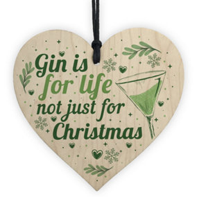 Red Ocean Funny Gin Novelty Christmas Gift Tree Bauble Decoration Wooden Hanging Heart Secret Santa Gifts