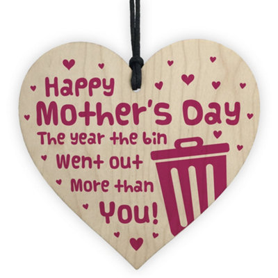 Red Ocean Funny Mothers Day Lockdown Gifts Novelty Gifts For Mum Wooden Heart Keepsake DIY at B&Q