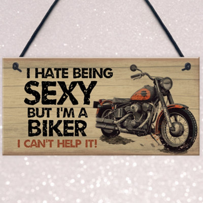 Red Ocean Funny Motorbike Motorcycle Sign Biker Dad Gift For Him Man Cave Sign Hanging Plaque Vintage Sign Garage Wall Decor