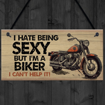 Red Ocean Funny Motorbike Motorcycle Sign Biker Dad Gift For Him Man Cave Sign Hanging Plaque Vintage Sign Garage Wall Decor
