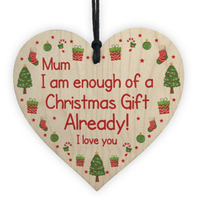 Red Ocean Funny Mum Christmas Gift From Daughter Son Novelty Wooden Heart Gift For Mum
