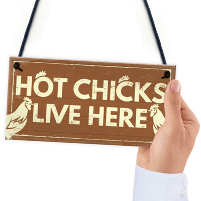 Red Ocean Funny Novelty CHICKEN Sign For Coop House Pet Bird Animal Hen ...
