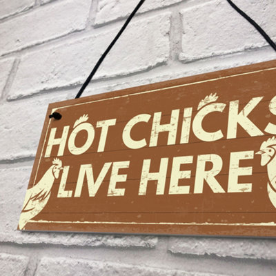 Red Ocean Funny Novelty CHICKEN Sign For Coop House Pet Bird Animal Hen ...