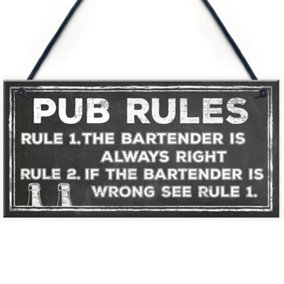 Red Ocean Funny Pub Sign Pub Rules Plaque Gift For Landlord Pub Owner Home Bar Sign Gift