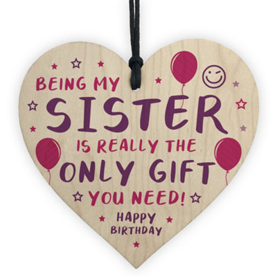 Red Ocean Funny Sister Birthday Gifts From Brother Novelty Wooden Heart