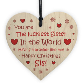 Red Ocean Funny Sister Gift From Brother Novelty Christmas Gift For Sister Wood Heart Gift For Her