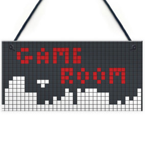 Red Ocean Game Room Sign Retro Gaming Sign Hanging Plaque For Boys Bedroom Man Cave Son Dad Gift