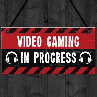 Red Ocean Gaming In Progress Novelty Games Room Boys Bedroom Hanging ...