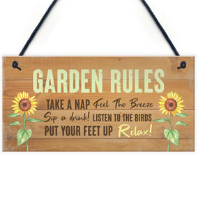 Red Ocean Garden Rules Hanging Plaque Backyard Sign Shed Sign Garden Gift Friendship Gift
