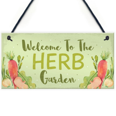 Red Ocean Garden Signs HERB GARDEN Sign Allotment Home Veg Pots Hanging ...