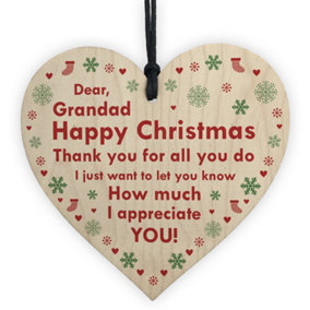Red Ocean Grandad Bauble Christmas Gifts Wood Heart Decoration Grandparent Gifts For Men