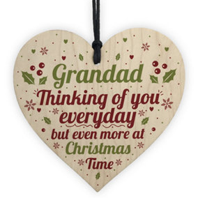 Red Ocean GRANDAD Memorial Christmas Bauble Wooden Heart Plaque Xmas Decoration Sign Gift