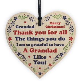 Red Ocean Grandad Thank You Christmas Gifts For Grandparents Wood Tree Decoration Bauble