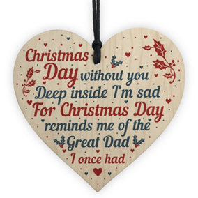 Red Ocean Great Dad Memorial Christmas Tree Bauble Wooden Hanging Heart Xmas Decoration Sign