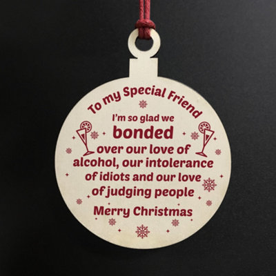 Red Ocean Handmade Friendship Christmas Bauble Gift Wooden Tree Decoration Gift For Friend
