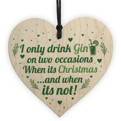 Red Ocean Handmade Funny Christmas Gin Sign Gift For Gin Lovers Friend Novelty Wooden Hanging Heart For Home Bar Plaque