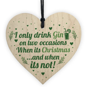 Red Ocean Handmade Funny Christmas Gin Sign Gift For Gin Lovers Friend Novelty Wooden Hanging Heart For Home Bar Plaque