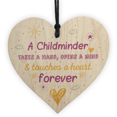 Red Ocean Handmade Wooden Hanging Heart Plaque Gift For Childminder ...