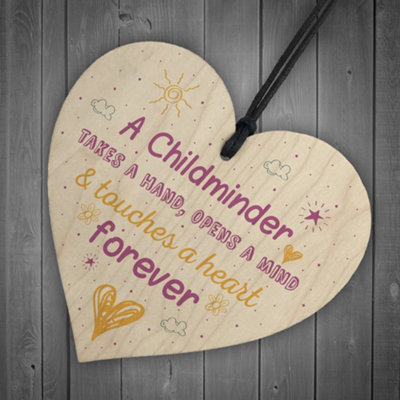 Red Ocean Handmade Wooden Hanging Heart Plaque Gift For Childminder ...